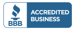 BBB Accredited Business logo featuring a blue rectangle with white text, ideal for showcasing the credibility of Contractor's Asphalt paving services.